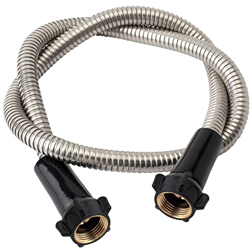 Yanwoo 304 Stainless Steel 1ft Garden Hose with Female to Female Brass Connector, 18mm Outer Diameter Flexible & Lightweight Heavy Duty Short Water Hose for Outdoor (1 Feet) - size: 1ft