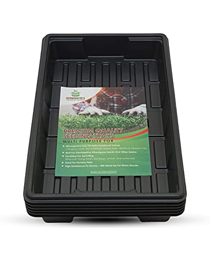 6 Pack Premium Quality Seedling Trays, Microgreens Growing Trays, No Drain Holes, Heavy Duty, Durable Plastic, 1.5mm Thick, Plants Drip Tray, Best for Sprouting Vegetables and Wheatgrass