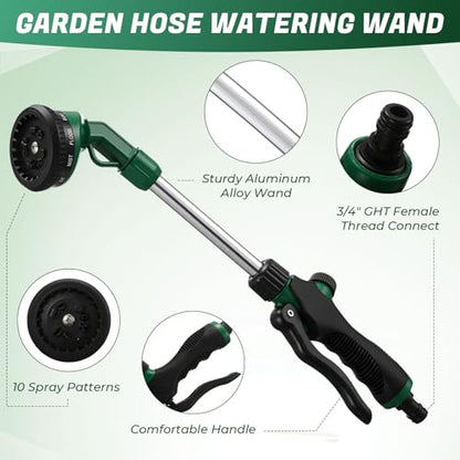 Hushee 2 Pack Garden Hose Watering Wand, 17.7 In Metal Wand, Green - color: Green