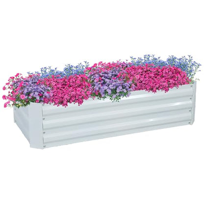 Sunnydaze Rectangle Galvanized Raised Garden Bed for Vegetables & Flowers - color: Ivory White