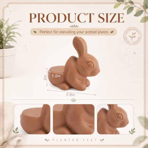 LemonRoad 12 Set Rabbit Pot Feet for Outdoor Planters, Terra Cotta Cement - size: Rabbit