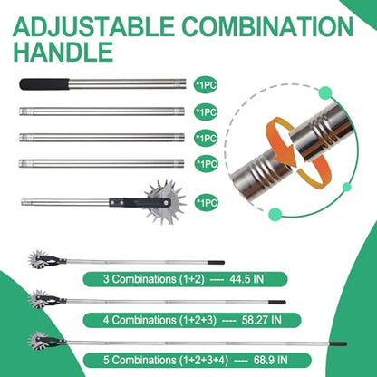 Wheel Rotary Edger, Adjustable 63” Manual Lawn Edger Tool with Gloves, Stainless Steel Trimmer for Sidewalk, Grass and Weed Edging, Ideal for Garden Landscaping and Yard Maintenance