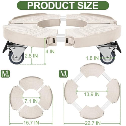 ToLanbbt 2 Pack Plant Caddy Stands with 360° Wheels Adjustable 15-22 in Rolling Stands Heavy Duty Large Plant Carts Dolly with Casters 440lbs Capacity for Large Planter, Garden Pot, Flower Pot, Beige - color: Beige