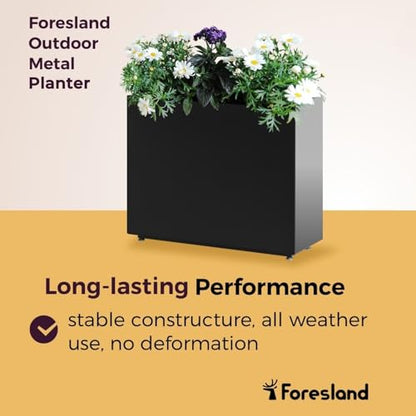 30" Tall Black Metal Planter with Middle Shelf, 36Wx11Dx30H - color: Black, size: 36Wx11Dx30H