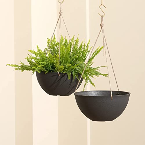 LA JOLIE MUSE Large Hanging Planters for Outdoor Plants, Set of 2, 13 Inch - color: Black