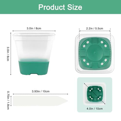 Sankoly 30 Packs Clear Nursery Pots with Plant Labels 3 Inch Plastic Plant Pot with Humidity Domes Silicone Base and Drainage Holes Reusable Seedling Pots
