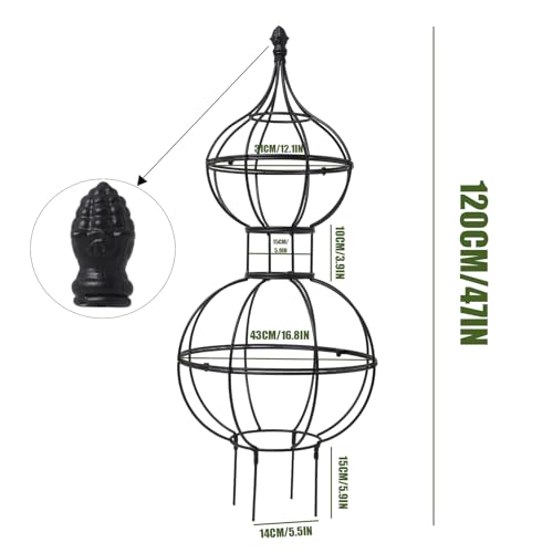 47" Obelisk Trellis for Climbing Plants - Support for Roses & Vines - color: black-47"x17"