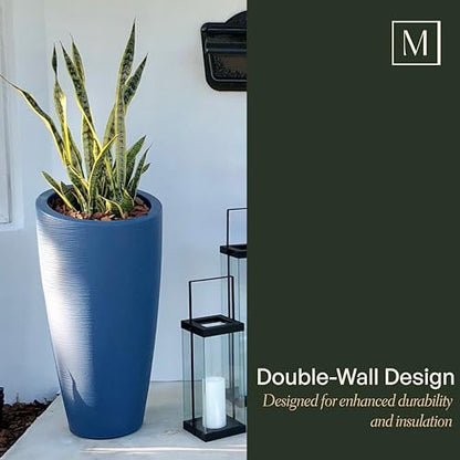 Mayne Modesto 32in Tall Round Modern Planter, Black - color: Black, size: 32 Inch