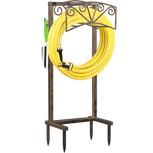 TomCare Garden Hose Holder, Heavy Duty Water Hose Hanger for 160FT Hose - color: Bronze, size: 15″ W