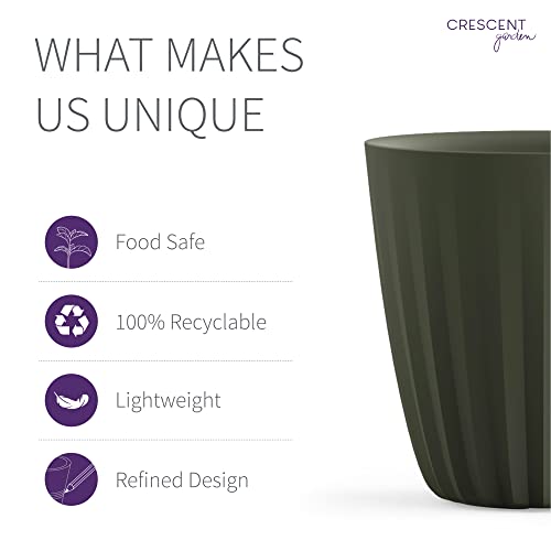 Crescent Garden Pleat Modern Decorative Planter, Indoor/Outdoor Pot, Resin Plant Pot with Drain Hole - 23" W x 23" H (Olive) - color: Olive, size: 23"