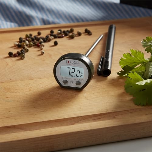 Taylor Pro Instant Read Digital Food Thermometer – Stainless Steel Probe with 0.4" Dot Matrix Display, -58°F to 448°F Temperature Range for BBQ, Baking & Candy Making (Black and Stainless) - color: Black