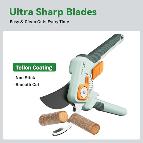 PrunePro® Pruning Shears Scissors Set Effortless Cut 1" Branches Clippers - color: Green