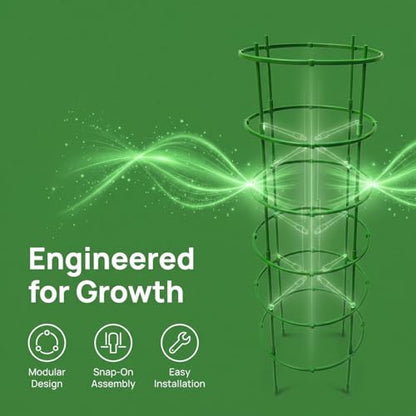 9 Packs Plant Support Stakes, 20 Inch Half Round Stackable 3 Tier Garden Flower Support Cages for Tomato, Monstera, Peony, Hydrangea, Climbing Plants Indoor Outdoor
