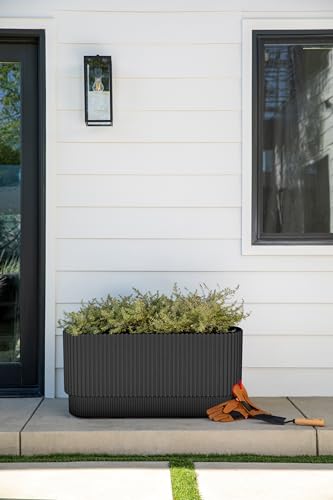 Veradek Demi Series Long Planter - Wide Outdoor Planter - color: Black, size: 30 inch - 2 Pack