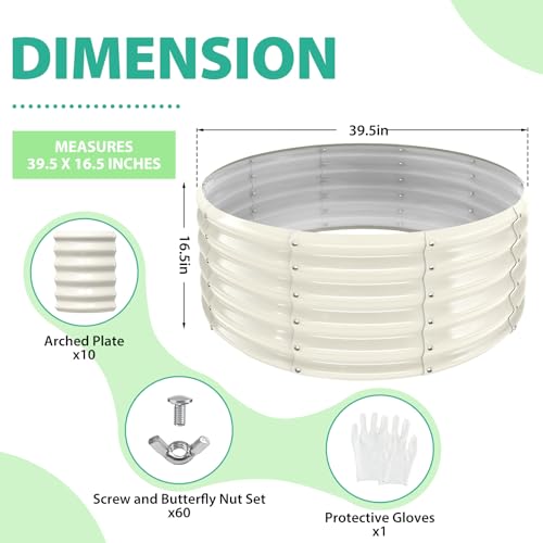 YSEJOMP 17" Tall 40" Diameter Round Raised Garden Bed Kits Outdoor White - color: Cream White, size: 40 Dia X 16.5 inches
