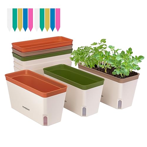 VIVOSUN Self-Watering Planters, 6-Pack 10.5 in Window Herb Planter Box - size: 6