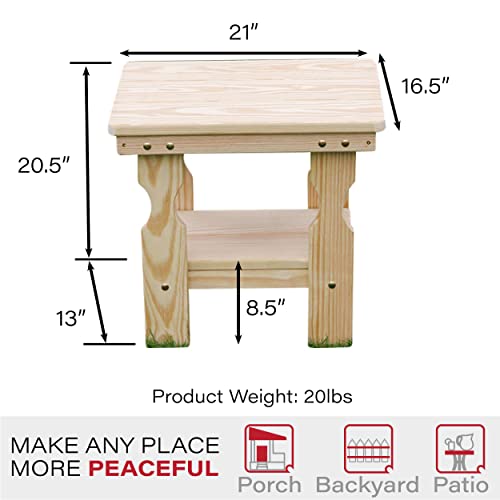 Amish Casual Heavy Duty Outdoor Unfinished End Table - Quality Crafted in The USA from Treated Pine by Amish Artisans - color: Unfinished