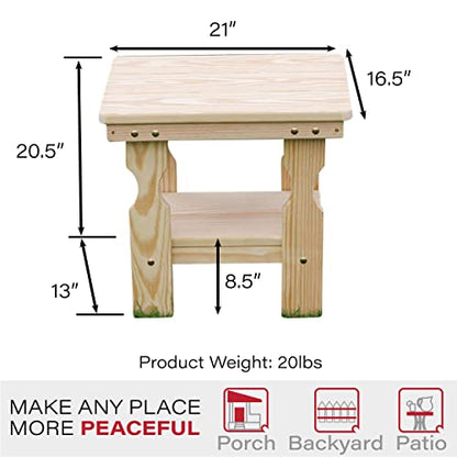 Amish Casual Heavy Duty Outdoor Unfinished End Table - Quality Crafted in The USA from Treated Pine by Amish Artisans - color: Unfinished