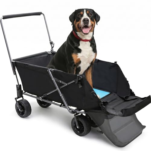 REDCAMP Folding Dog Wagon for Large Dogs, 150lbs Dog Stroller with 6 Wheels - color: Inky, size: 150 Pound