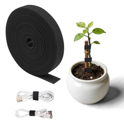 Reusable Fastening Tape Cable Tie, 98 Inch Roll For Cable Management Wire Organizer Plant Support Home Garden Use - color: 98 Inch Black