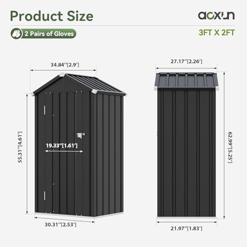 Aoxun 2.5'x2' Outdoor Storage Cabinet with Floor & Adjustable Shelves - color: Black, size: 2.5'x2'