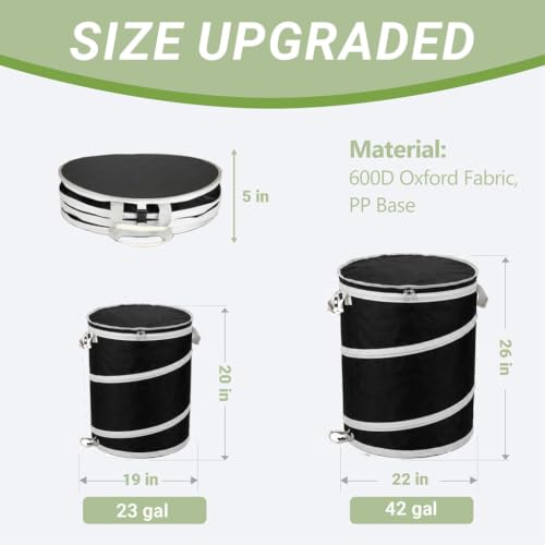 42 Gallon Collapsible Yard Waste Bags 2 Pack with Hard Bottom