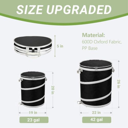 42 Gallon Collapsible Yard Waste Bags 2 Pack with Hard Bottom