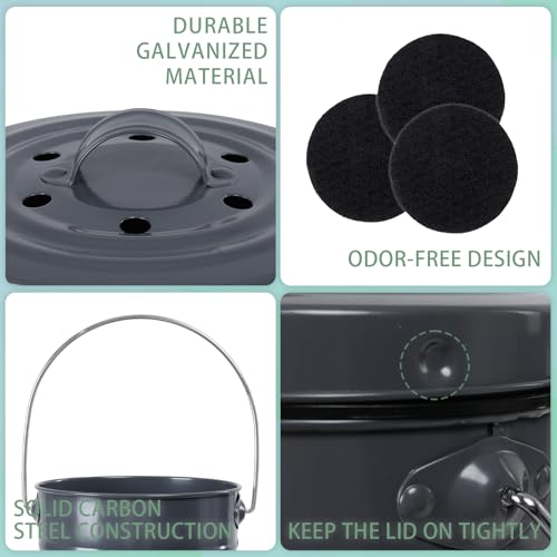 MUMTOP Compost Bin for Kitchen Countertop,1.3 Gal Metal Compost Container - color: Gray