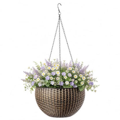 10" Self Watering Bronze Hanging Basket Flower Planter