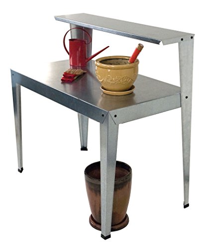 Poly-Tex Metal Galvanized Steel Potting Bench 24” W x 44” L x 44” H, Silver