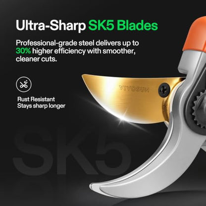 VIVOSUN 8" Bypass Pruning Shears for Gardening, Heavy-Duty Garden Scissors, Ultra Sharp Pruners with 3/4 in. Cut Capacity, Garden Clippers for Pruning - style: Bypass Pruner