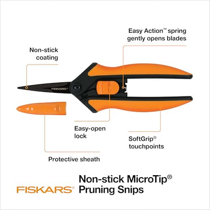Fiskars 6" Non-Stick Pruning Snips, Resin-Resistant Garden Scissors, 2-Pack - style: Non-Stick Snips (2-Pack)