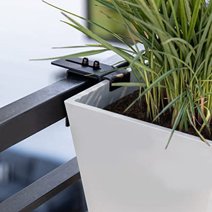 Veradek Pure Series Railing Planter - Tapered Window Box with Bracket - color: White, size: 36 inch - 2 Pack