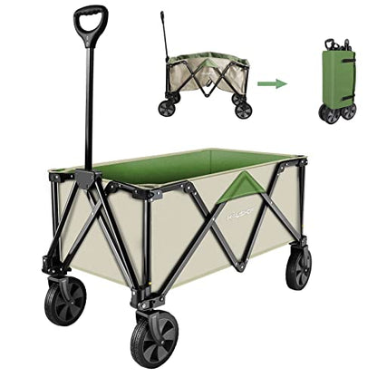 HAUSHOF Collapsible Outdoor Utility Wagon, 176 lb Load Capacity, Green - color: Green