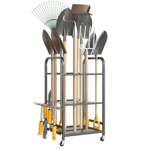 Ultrawall Garden Tool Organizer Stand, Yard Tool Storage Rack with Wheels - size: Small