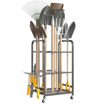 Ultrawall Garden Tool Organizer Stand, Yard Tool Storage Rack with Wheels - size: Small
