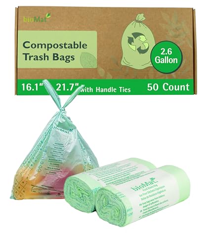 bioMat 2.6 Gallon Compostable Food Scrap Bags, 50 Count - size: 25 Count (Pack of 2), style: 2.6 Gallon