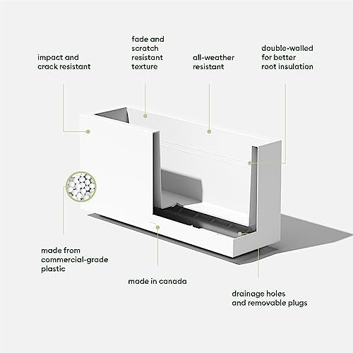 Veradek Block Series Long Box Planter - Rectangular Outdoor Planter - color: White, size: Medium