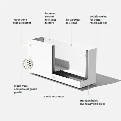 Veradek Block Series Long Box Planter - Rectangular Outdoor Planter - color: White, size: Medium