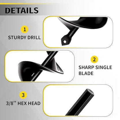 2”x32“ Auger Drill Bit for Planting, Heavy-Duty Planting Auger for Bulbs, Post Hole Digger for 3/8”Hex Drive Drill - size: 2"x32"-black