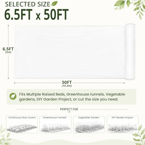 6.5Ft x 50FT Garden Netting, Fine Mesh Insect Netting for Plant Protection - size: 6.5Ft x 50Ft