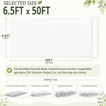6.5Ft x 50FT Garden Netting, Fine Mesh Insect Netting for Plant Protection - size: 6.5Ft x 50Ft