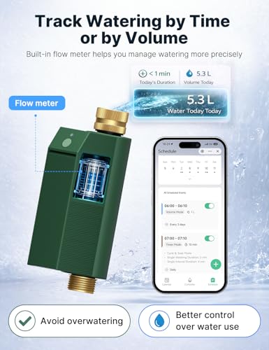 MOES WiFi Water Timer for Garden Hose with Flow Meter,No Hub Required
