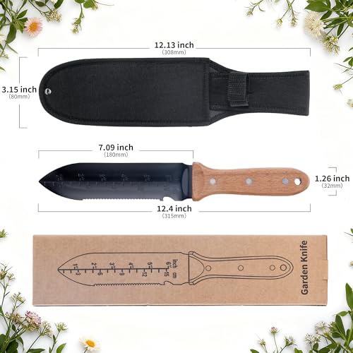 Hori Hori Garden Knife- Gardening Knife with Sheath Garden Tools Full Tang - size: 7.1"