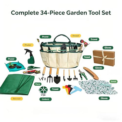 Vegetable Garden Accessories, 34-Piece Stainless Steel Garden Tool Set
