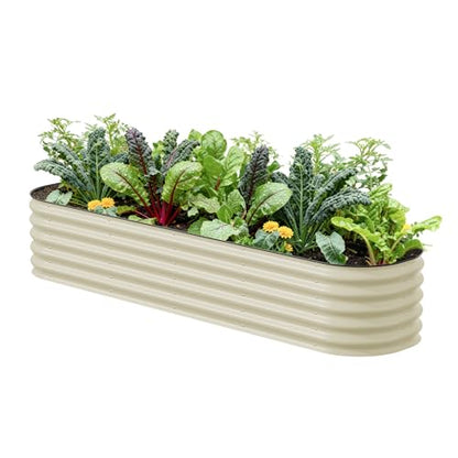 Vego garden Raised Garden Bed Kits, 17" Tall 9 in 1 8ft X 2ft Metal Raised Planter Bed for Vegetables Flowers Ground Planter Box-Pearl White - color: Pearl White