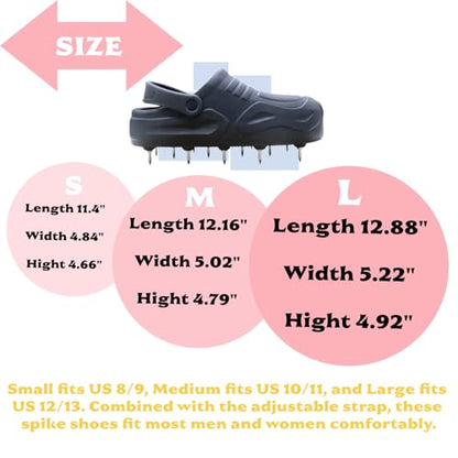 Lawn Aerator Shoes for Grass Lawn, Heavy Duty Spike Shoes with Adjustable Straps, Free-Installation Soil Yard Aerator Tool for Garden Patio Grass -Small - size: Small