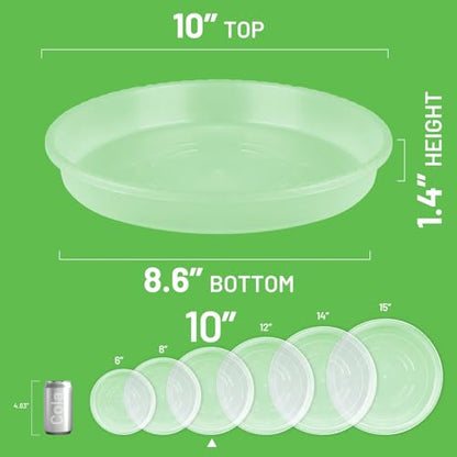 MUDEELA 6-Pack Plastic Plant Saucers Tray for Indoor, 10 Inches, Clear - size: 10" - 6 Pack