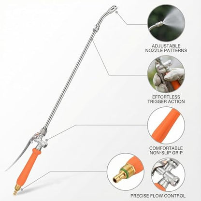 All Metal Sprayer Wand Replacement, Adjustable Garden Watering Wand, Stainless Steel Sprayer Nozzle, Pump Sprayer Wand for Gardening and Lawn Care