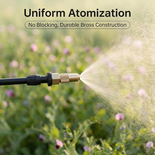 Brass Spray Nozzle Tips, 2 Pack, Ceramic Adjustable Mist and Stream Modes, Compatible with Backpack and Garden Sprayers, Heavy-Duty Replacement for Lawn and Farm